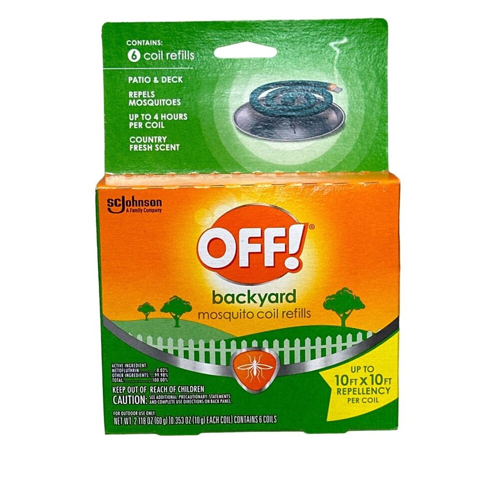OFF! Backyard Mosquito Coil Refills 6 Coils S.C. Johnson Repels Mosquitoes For U